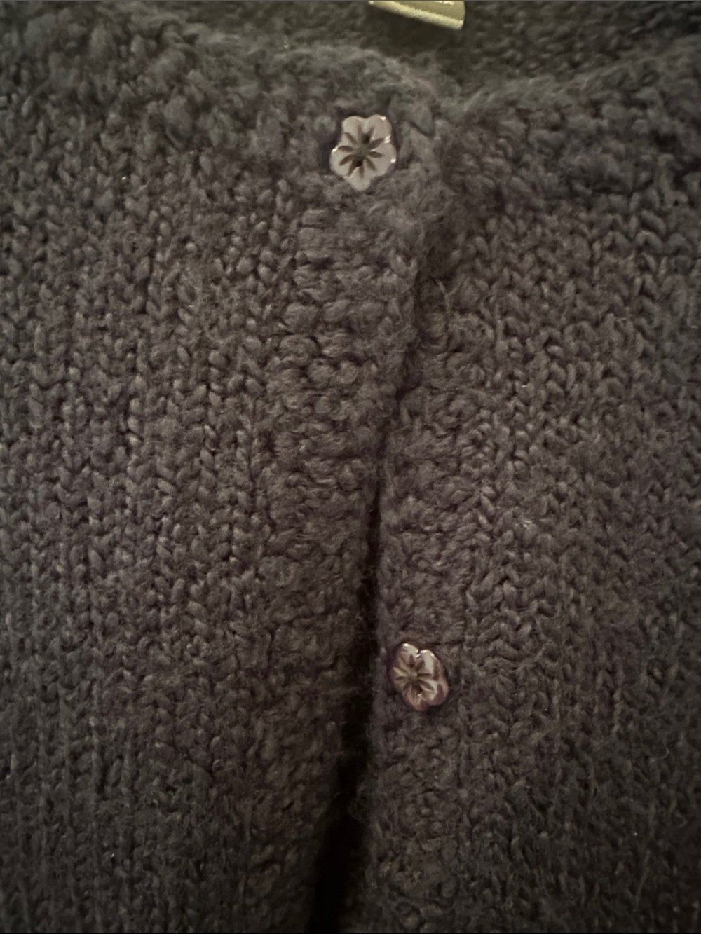 Round-Neck Navy Button-Front Cardigan - Picture 3 of 3